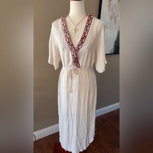 Peasant embroidered midi dress boho